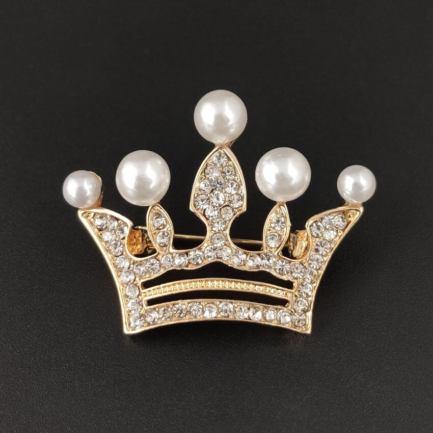 Pearl Crystal Brooch Badge