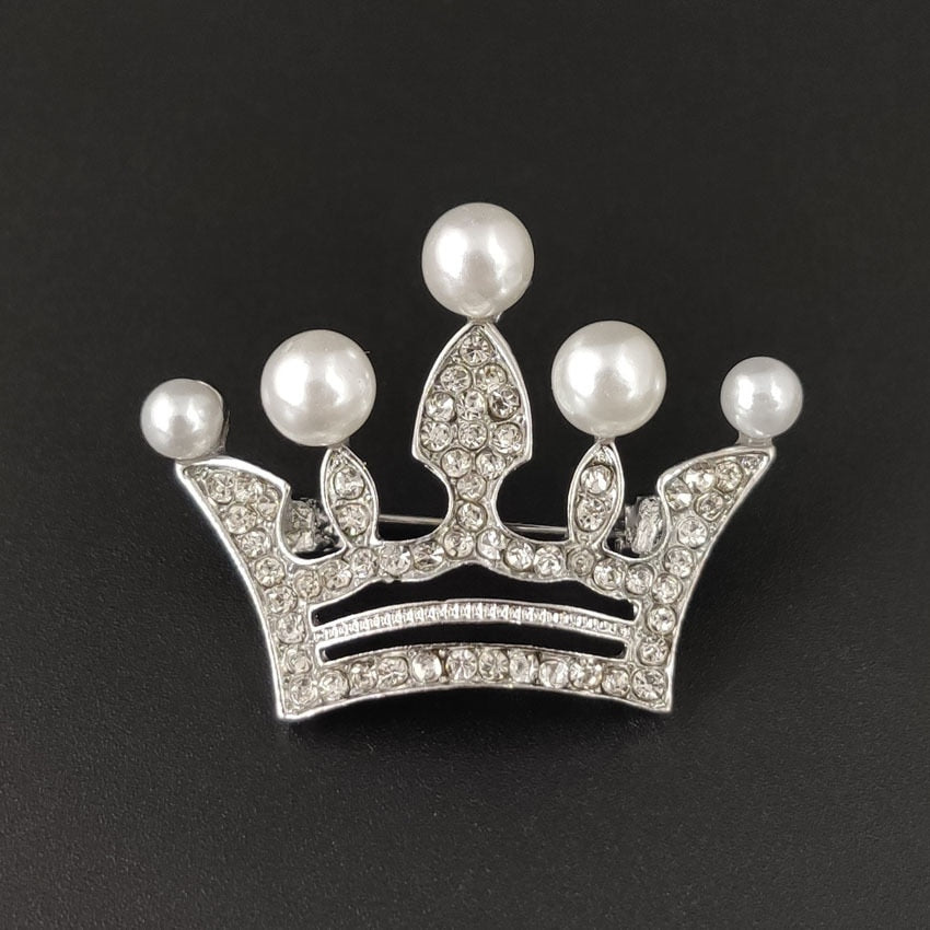 Pearl Crystal Brooch Badge