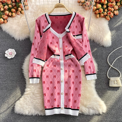 Anna - Suit: Pink Cardigan Coat + Spaghetti Strap