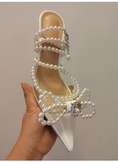 LILI - Pearls Bowknot High Heels